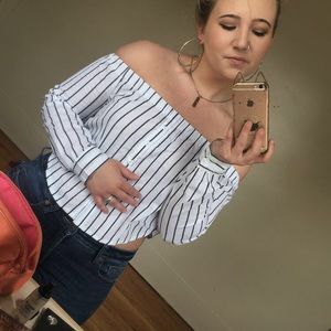 Striped off the shoulder top